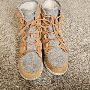 Women's Tan and Gray Boots